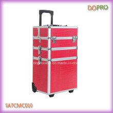 Pink Crocodile PVC 4 in 1 Rolling Beauty Case on Wheels (SATCMC010)